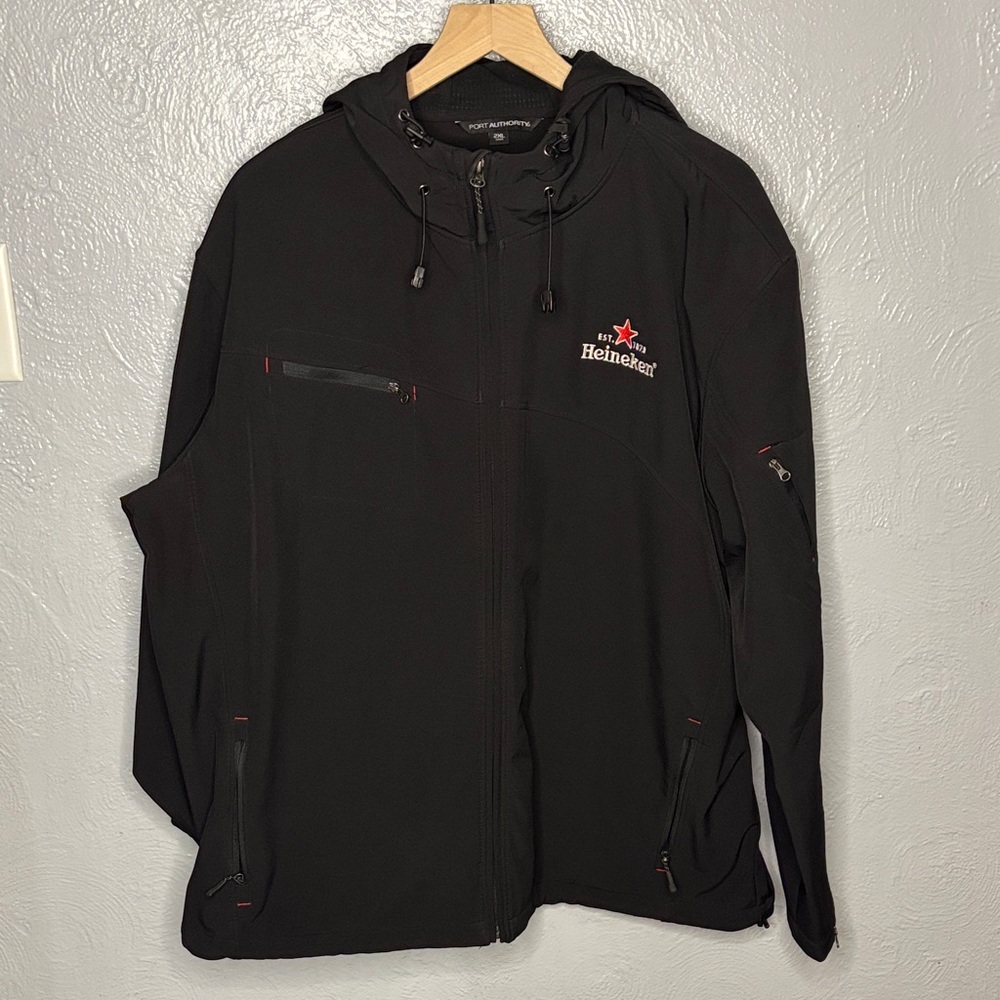 Men's Heineken Branded Winter Jacket Coat 2XL Black Red Details Wisconsin